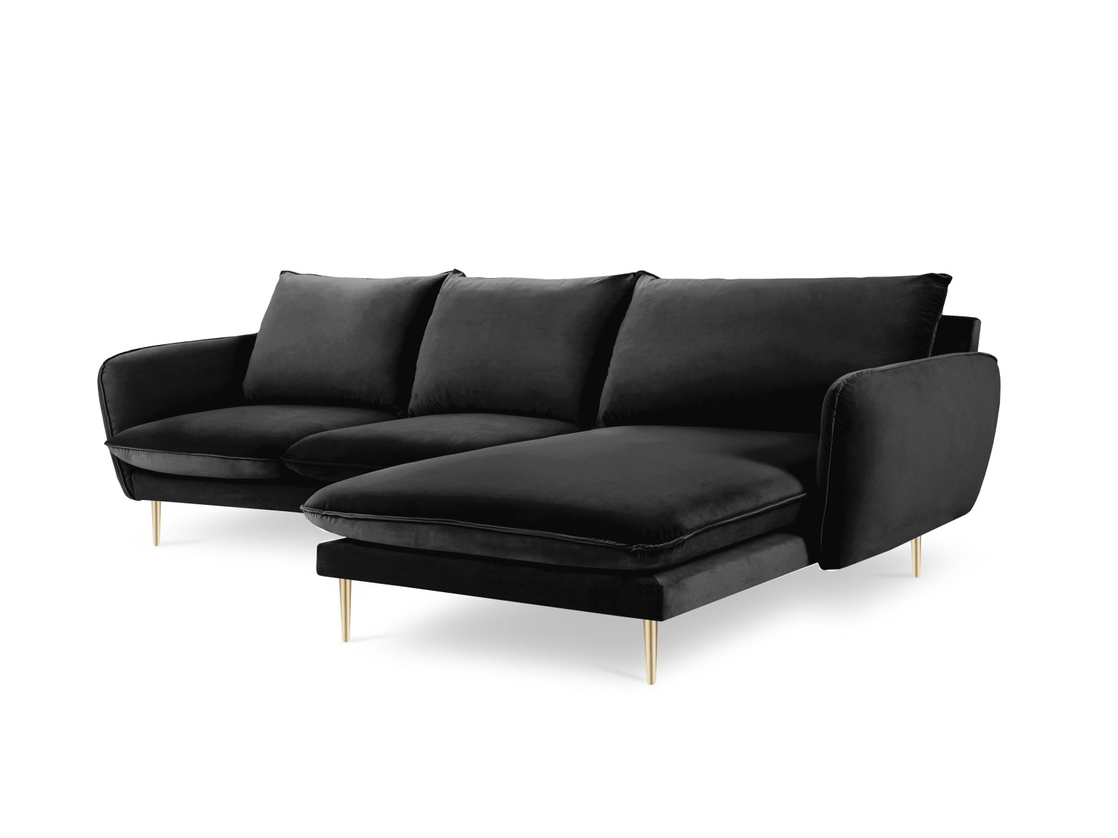 Stilvolles Vienna Velour Ecksofa rechts 5 Sitzer 170cm von Cosmopolitan Design. Luxuriöses Velour, großzügige Sitzfläche und vielseitige Farboptionen für Ihr Wohnzimmer.