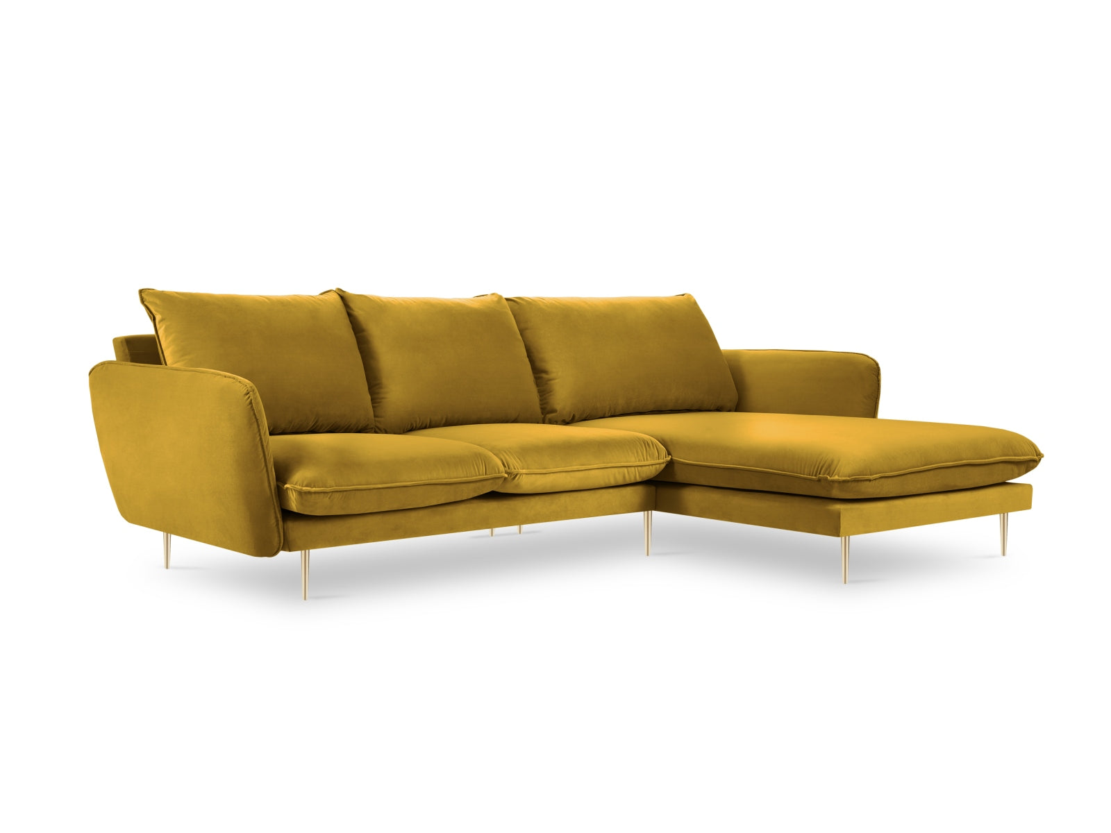 Elegantes Vienna Velour Ecksofa rechts 5 Sitzer 170cm von Cosmopolitan Design. Hochwertiges Velour, optimaler Komfort und zahlreiche Farben für Ihr Zuhause.