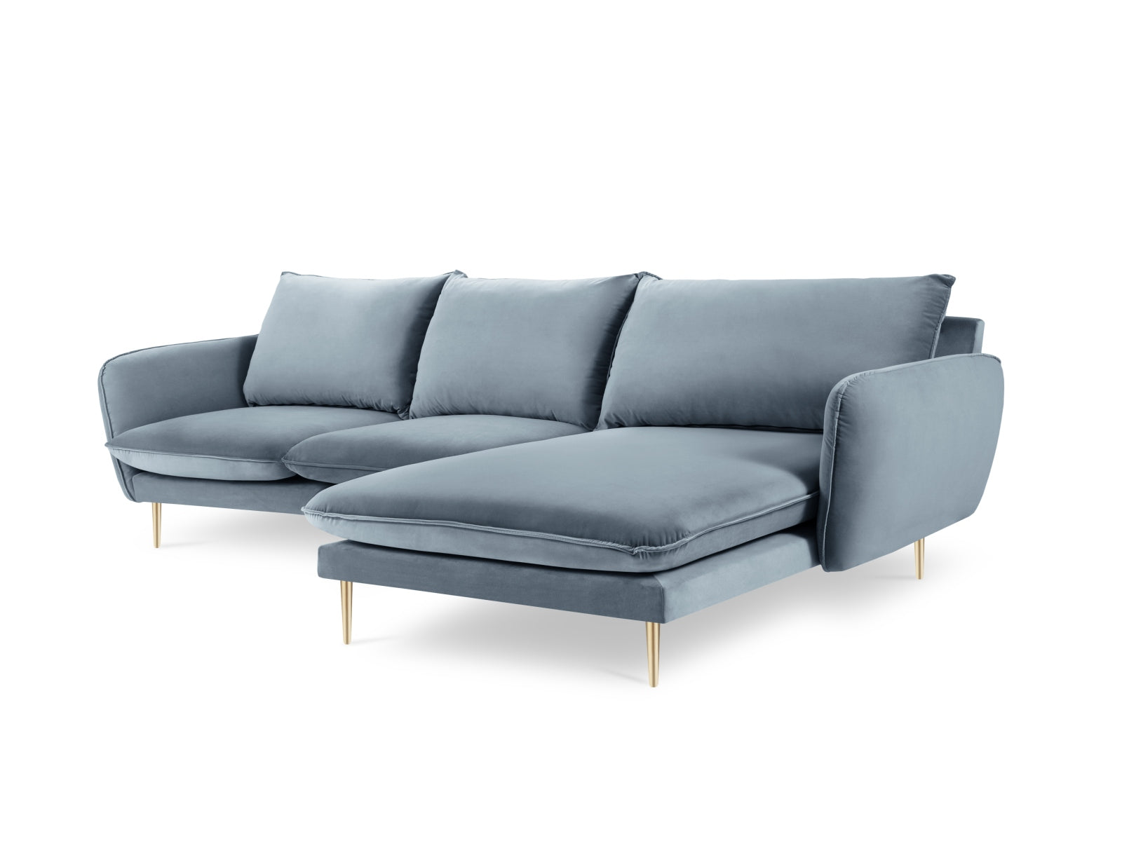 Stilvolles Vienna Velour Ecksofa rechts 5 Sitzer 170cm von Cosmopolitan Design. Luxuriöses Velour, großzügige Sitzfläche und vielseitige Farboptionen für Ihr Wohnzimmer.