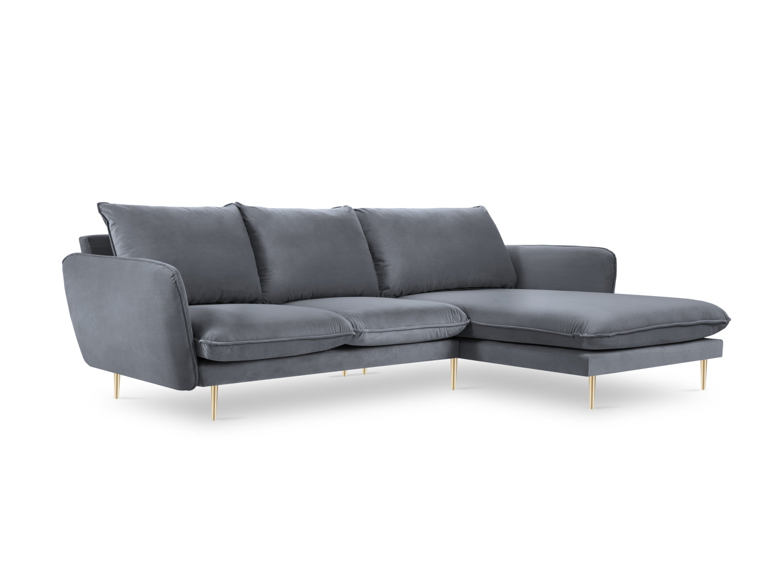 Vienna Velour Ecksofa rechts 5 Sitzer 170cm in Blue Grey/Gold präsentiert im Onlineshop von KAQTU Design AG. Ecksofa rechts ist von Cosmopolitan Design