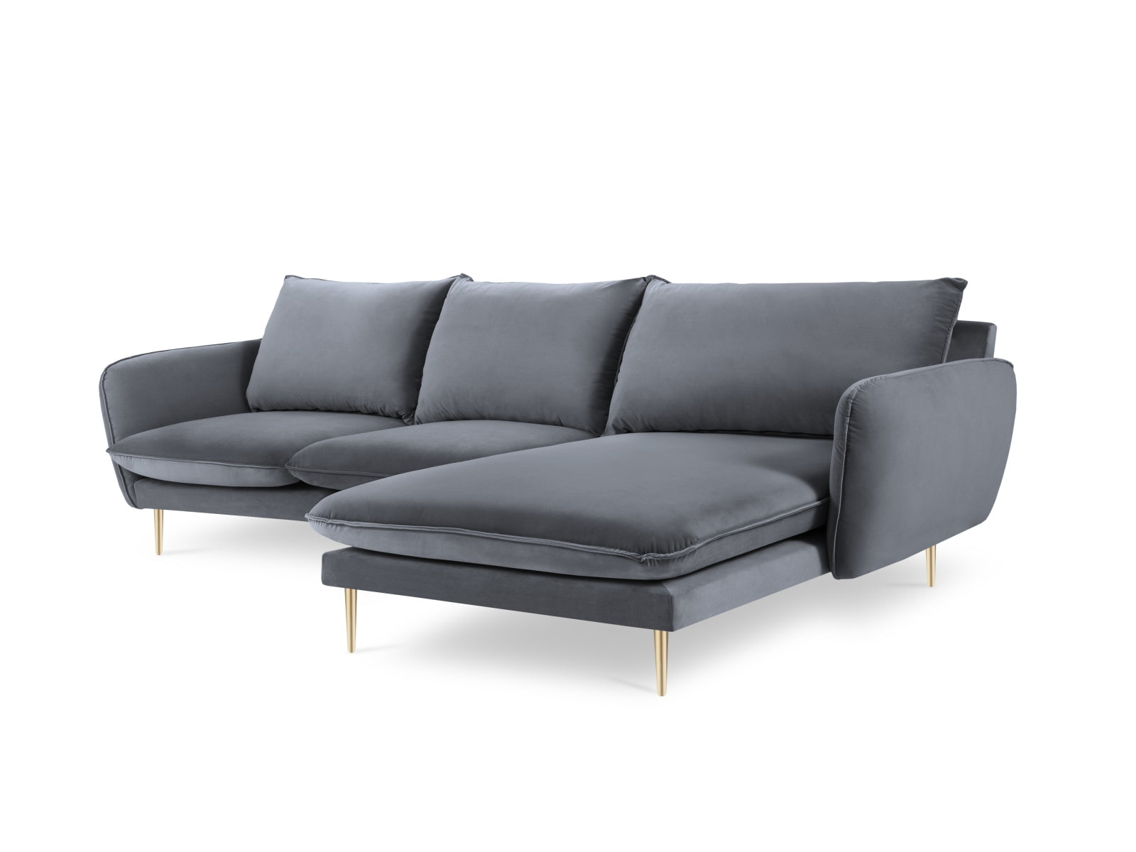 Stilvolles Vienna Velour Ecksofa rechts 5 Sitzer 170cm von Cosmopolitan Design. Luxuriöses Velour, großzügige Sitzfläche und vielseitige Farboptionen für Ihr Wohnzimmer.