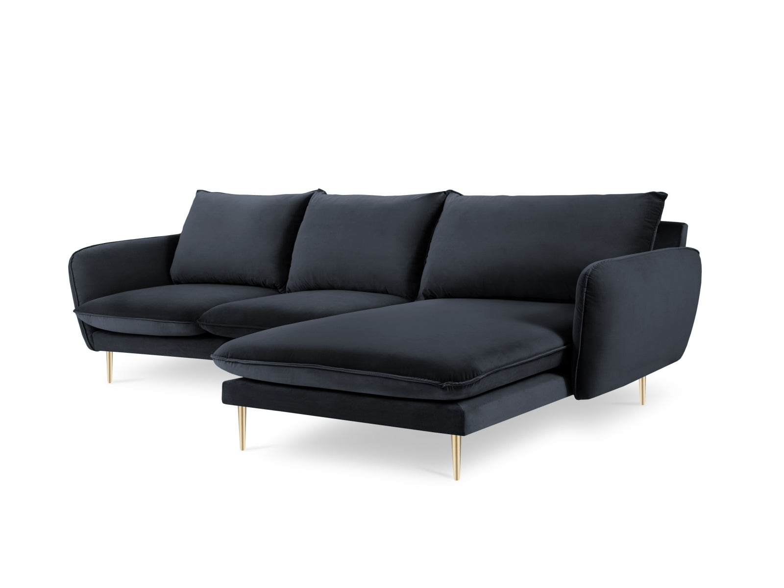Stilvolles Vienna Velour Ecksofa rechts 5 Sitzer 170cm von Cosmopolitan Design. Luxuriöses Velour, großzügige Sitzfläche und vielseitige Farboptionen für Ihr Zuhause.