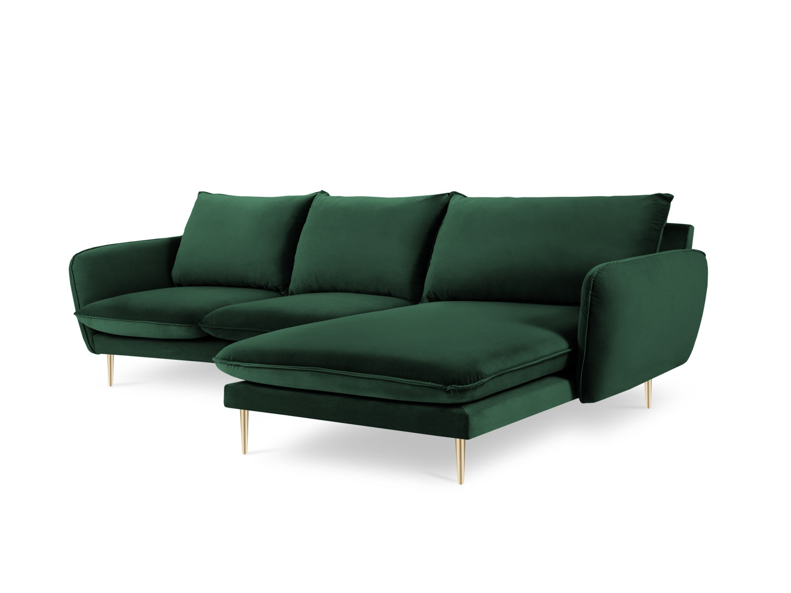 Stilvolles Vienna Velour Ecksofa rechts 5 Sitzer 170cm von Cosmopolitan Design. Luxuriöses Velour, großzügige Sitzfläche und vielseitige Farboptionen für Ihr Wohnzimmer.