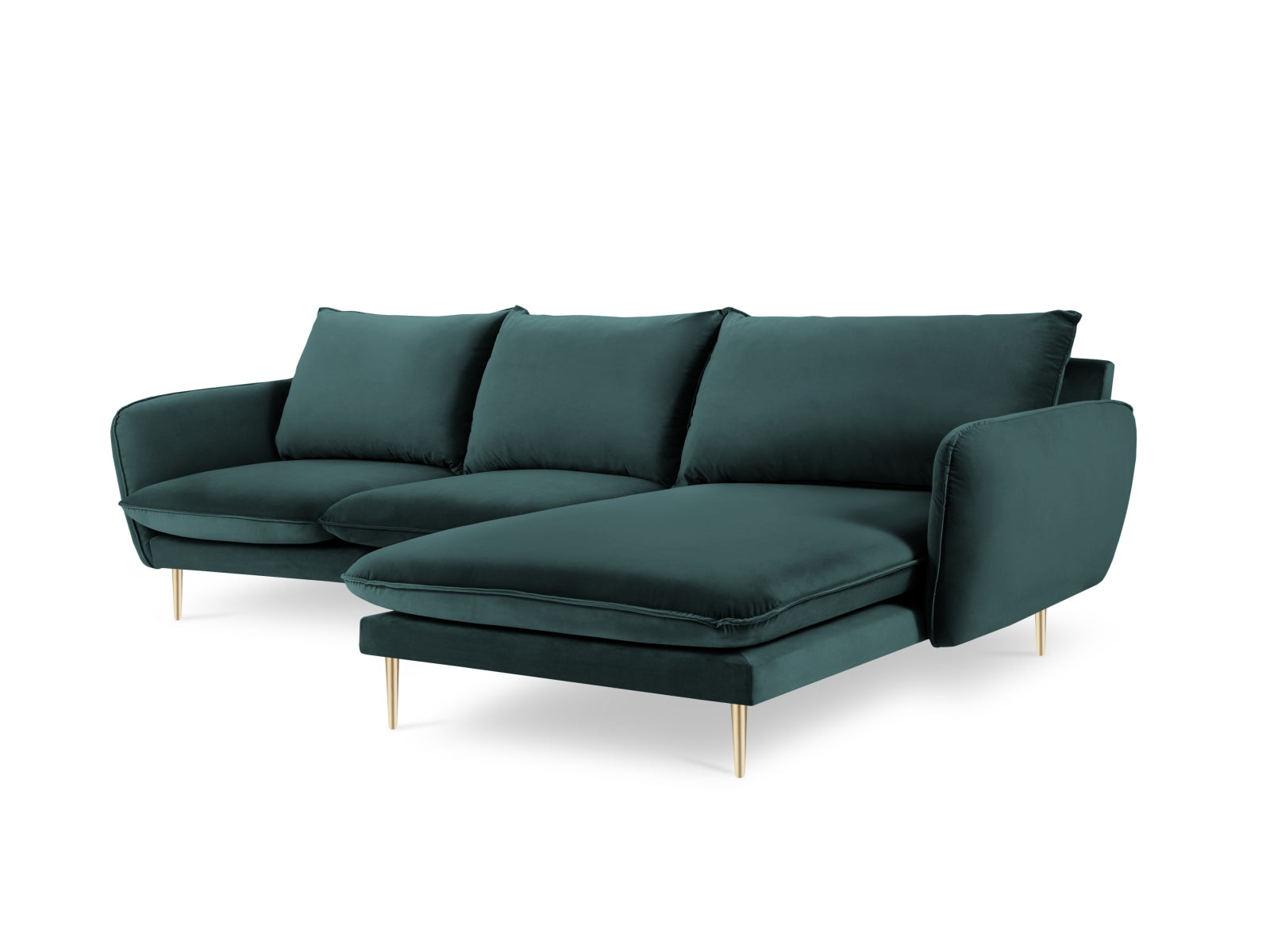 Stilvolles Vienna Velour Ecksofa rechts 5 Sitzer 170cm von Cosmopolitan Design. Luxuriöses Velour, großzügige Sitzfläche und vielseitige Farboptionen für Ihr Wohnzimmer.