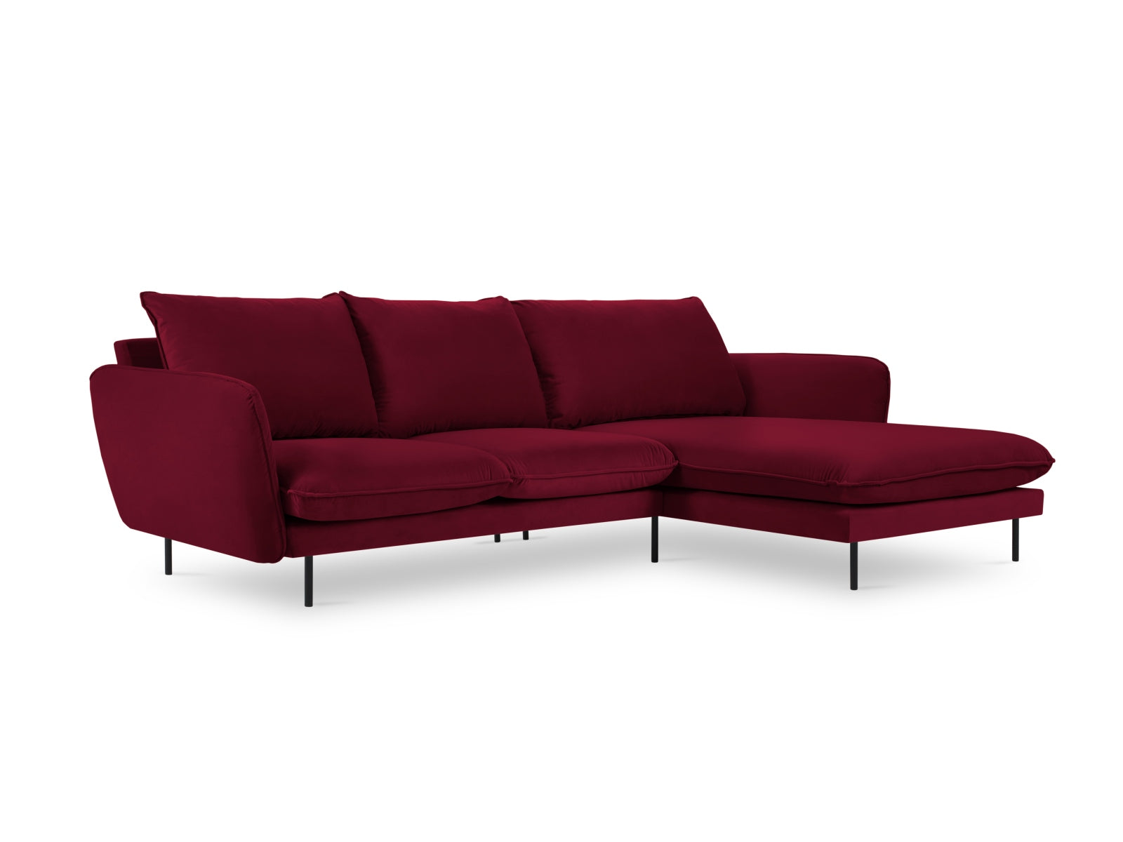 Vienna Velour Ecksofa rechts 5 Sitzer 170cm in Red/Schwarz präsentiert im Onlineshop von KAQTU Design AG. Ecksofa rechts ist von Cosmopolitan Design