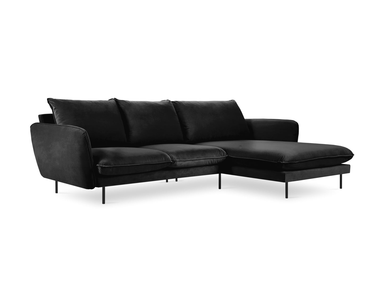 Vienna Velour Ecksofa rechts 5 Sitzer 170cm in Black/Schwarz präsentiert im Onlineshop von KAQTU Design AG. Ecksofa rechts ist von Cosmopolitan Design
