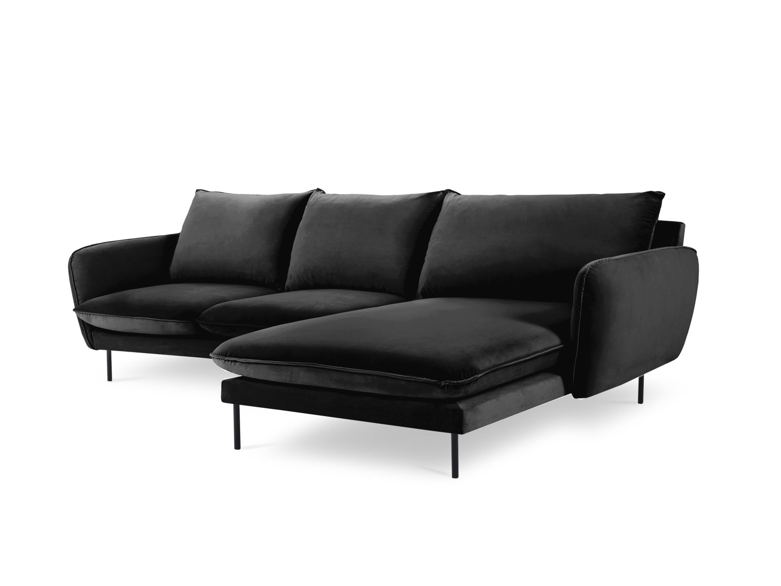 Stilvolles Vienna Velour Ecksofa rechts 5 Sitzer 170cm von Cosmopolitan Design. Luxuriöses Velour, großzügige Sitzfläche und vielseitige Farboptionen für Ihr Zuhause.