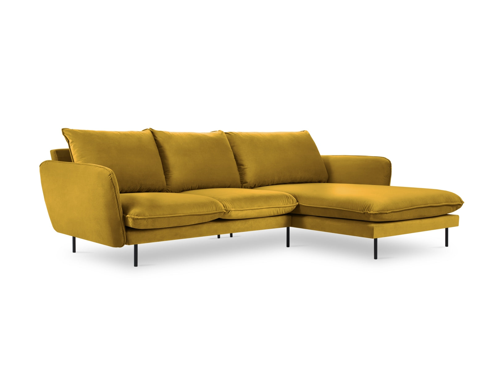 Stilvolles Vienna Velour Ecksofa rechts 5 Sitzer 170cm von Cosmopolitan Design. Luxuriöses Velour, großzügige Sitzfläche und vielseitige Farboptionen für Ihr Wohnzimmer.