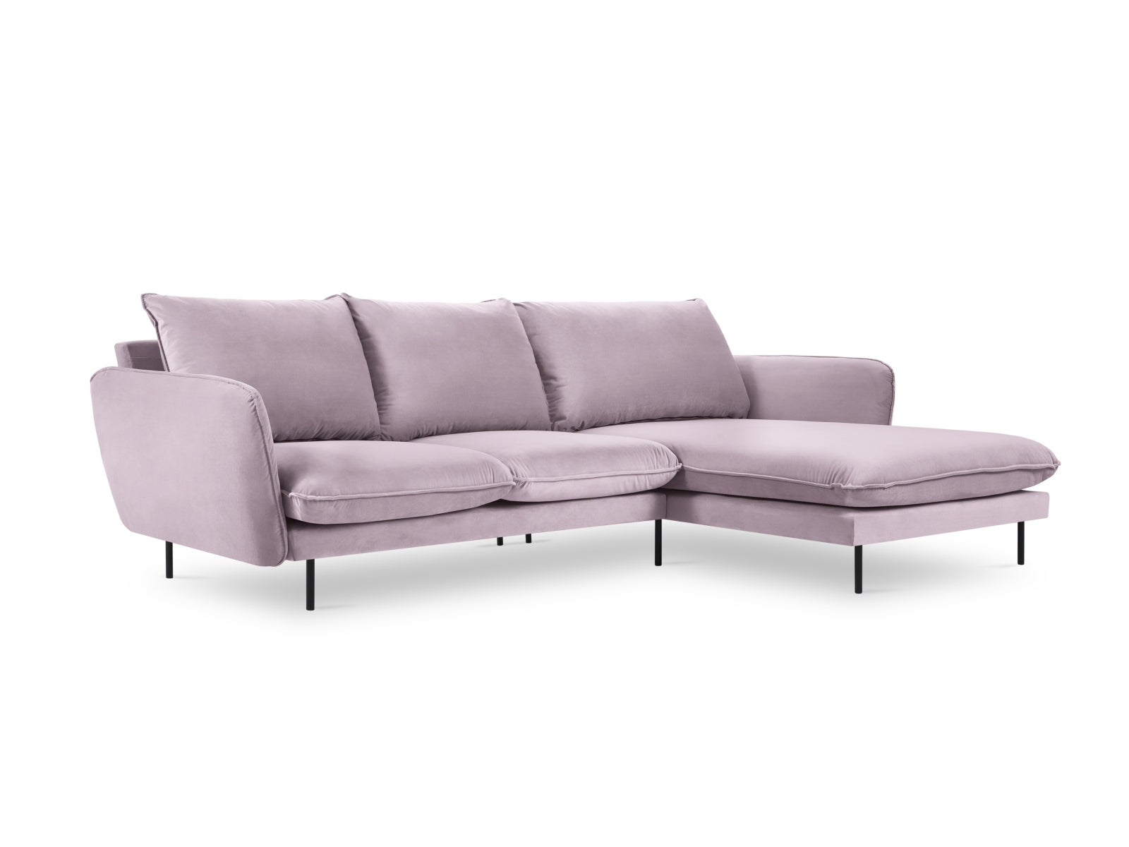 Stilvolles Vienna Velour Ecksofa rechts 5 Sitzer 170cm von Cosmopolitan Design. Luxuriöses Velour, großzügige Sitzfläche und vielseitige Farboptionen für Ihr Wohnzimmer.