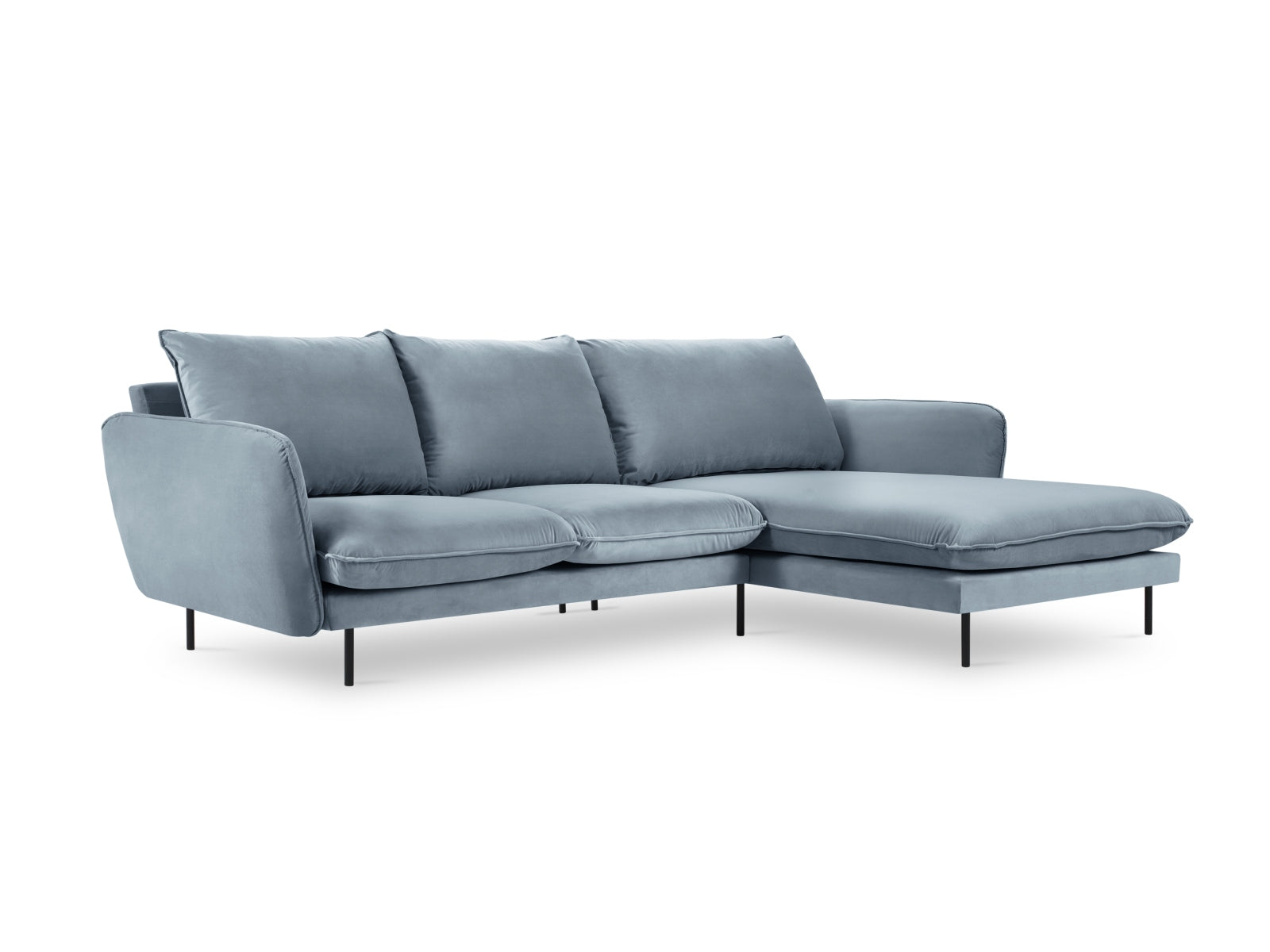 Vienna Velour Ecksofa rechts 5 Sitzer 170cm in Blue/Schwarz präsentiert im Onlineshop von KAQTU Design AG. Ecksofa rechts ist von Cosmopolitan Design