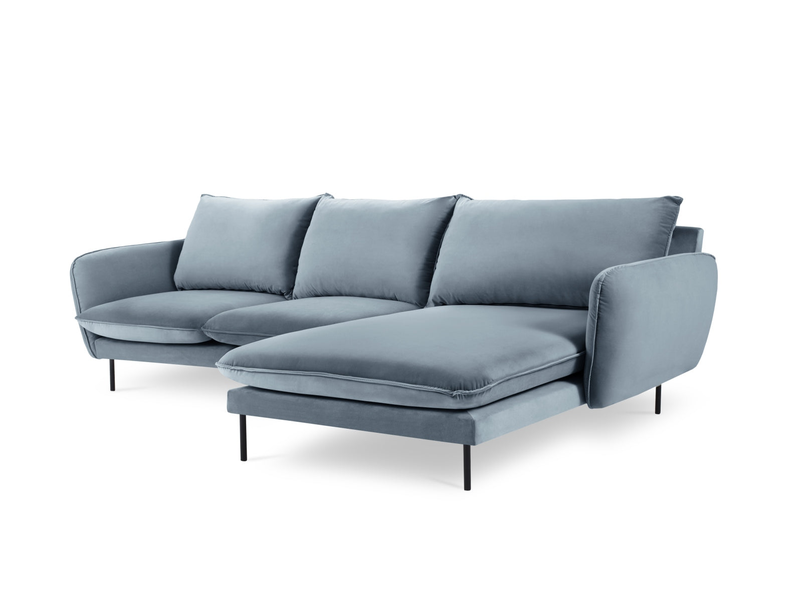 Stilvolles Vienna Velour Ecksofa rechts 5 Sitzer 170cm von Cosmopolitan Design. Luxuriöses Velour, großzügige Sitzfläche und vielseitige Farboptionen für Ihr Wohnzimmer.