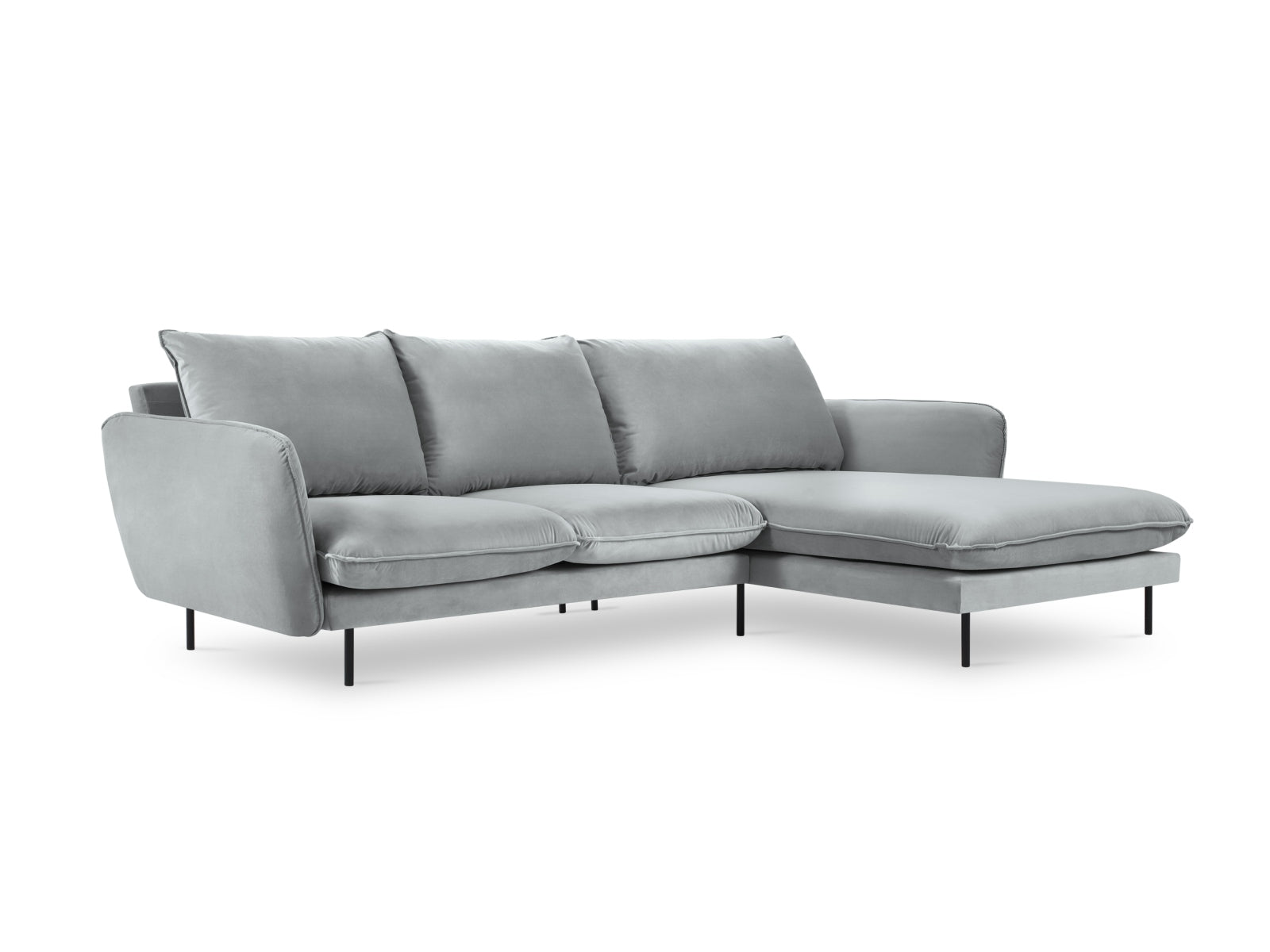 Vienna Velour Ecksofa rechts 5 Sitzer 170cm in Light Grey/Schwarz präsentiert im Onlineshop von KAQTU Design AG. Ecksofa rechts ist von Cosmopolitan Design