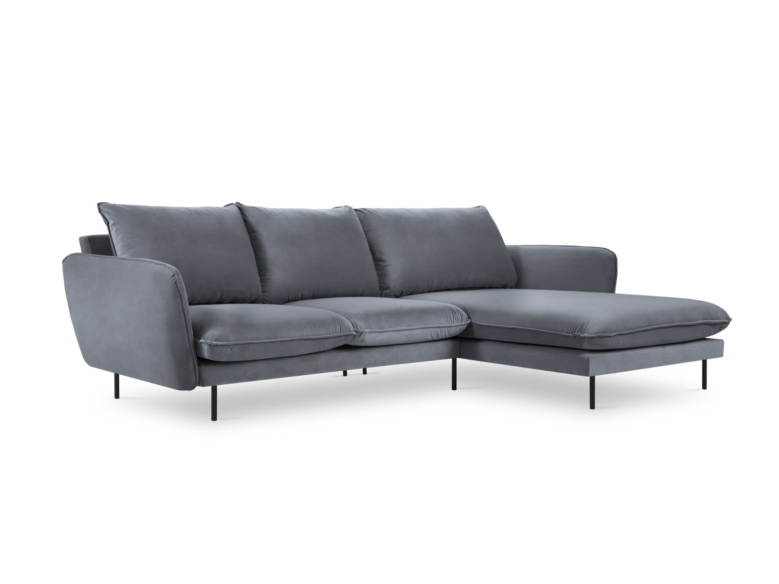 Vienna Velour Ecksofa rechts 5 Sitzer 170cm in Blue Grey/Schwarz präsentiert im Onlineshop von KAQTU Design AG. Ecksofa rechts ist von Cosmopolitan Design