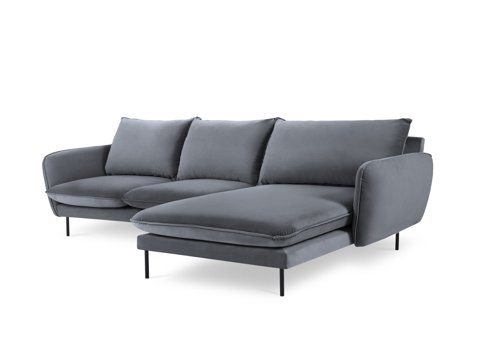 Stilvolles Vienna Velour Ecksofa rechts 5 Sitzer 170cm von Cosmopolitan Design. Luxuriöses Velour, großzügige Sitzfläche und vielseitige Farboptionen für Ihr Wohnzimmer.