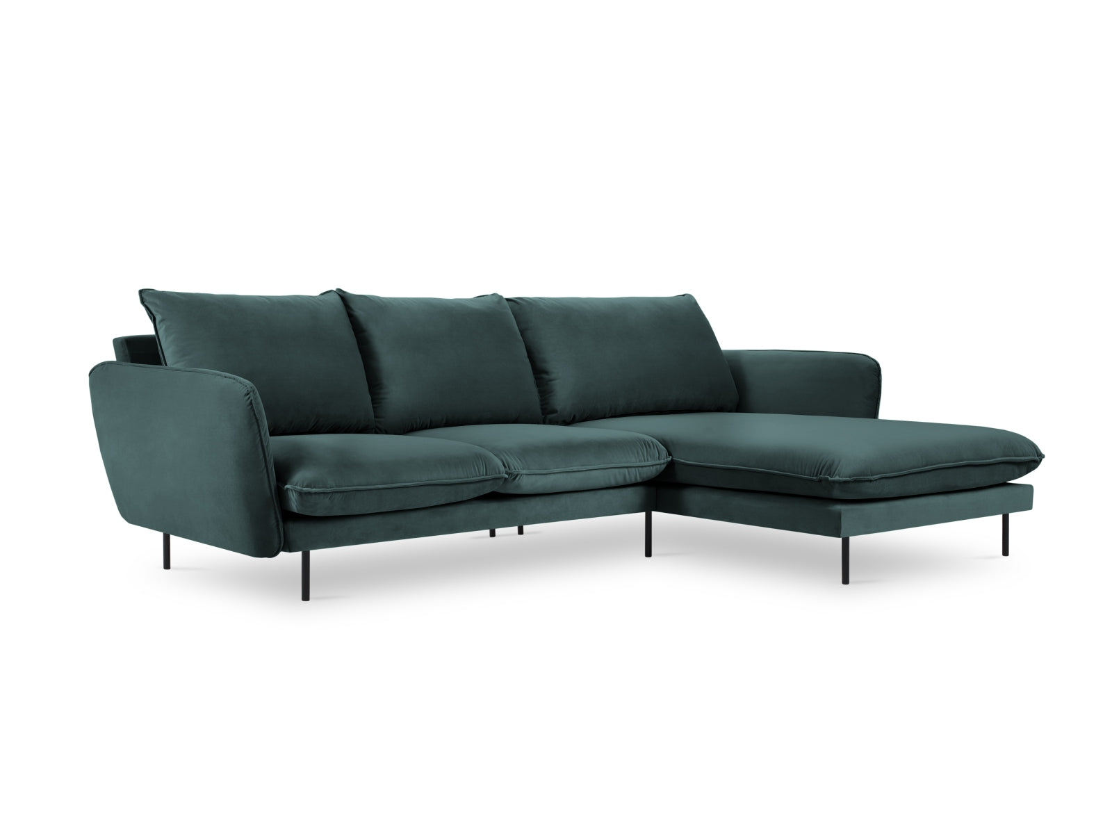Vienna Velour Ecksofa rechts 5 Sitzer 170cm in Petrol/Schwarz präsentiert im Onlineshop von KAQTU Design AG. Ecksofa rechts ist von Cosmopolitan Design