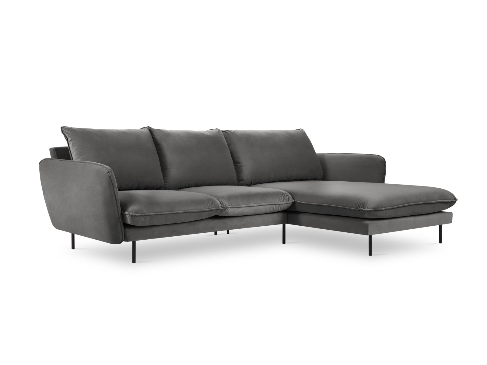 Vienna Velour Ecksofa rechts 5 Sitzer 170cm in Grey/Schwarz präsentiert im Onlineshop von KAQTU Design AG. Ecksofa rechts ist von Cosmopolitan Design