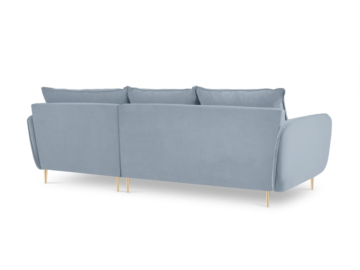 Vienna Velour Ecksofa rechts 5 Sitzer 170cm in Light Blue/Gold-Bluvel präsentiert im Onlineshop von KAQTU Design AG. Ecksofa rechts ist von Cosmopolitan Design