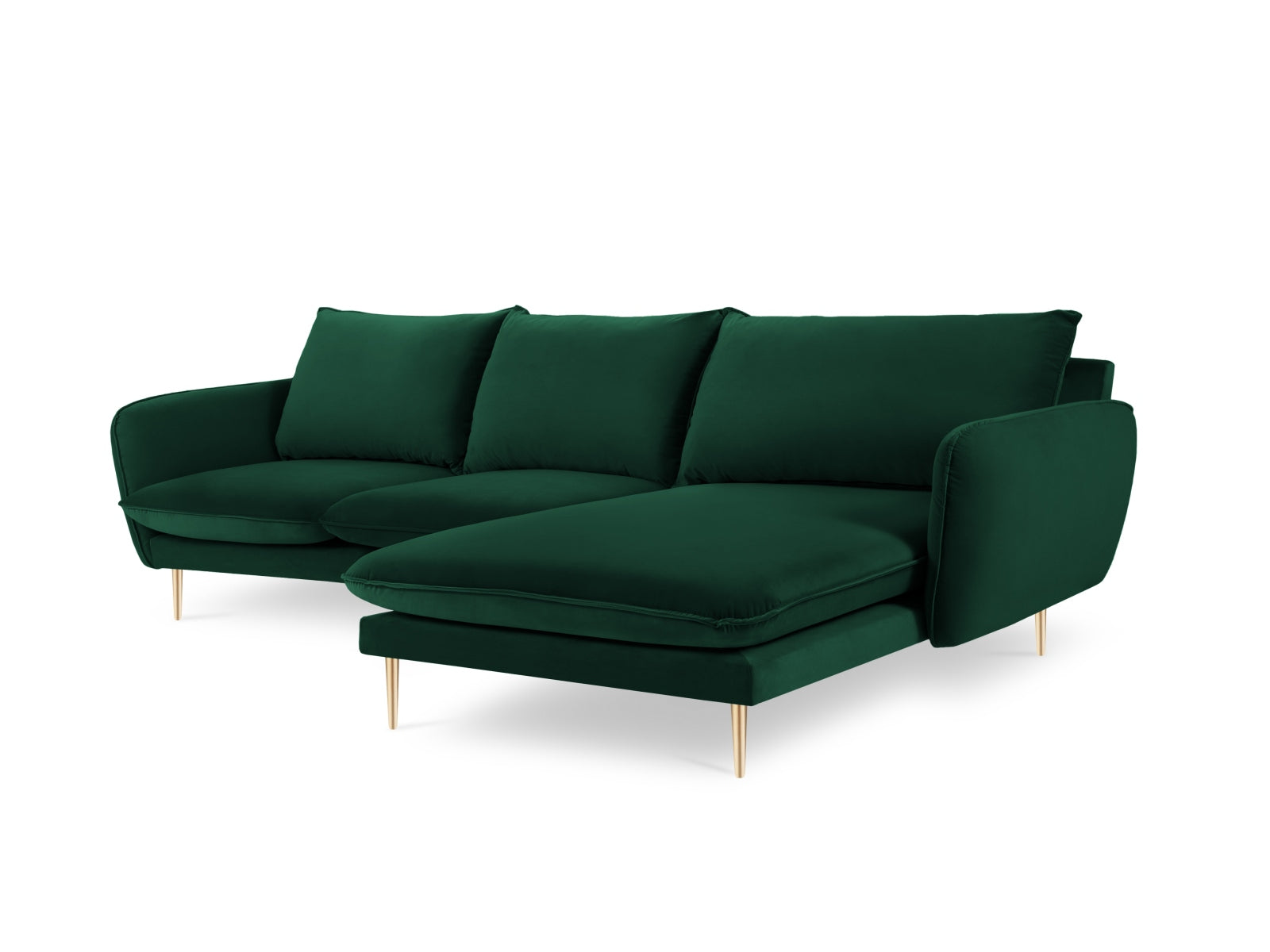 Stilvolles Vienna Velour Ecksofa rechts 5 Sitzer 170cm von Cosmopolitan Design. Luxuriöses Velour, großzügige Sitzfläche und vielseitige Farboptionen für Ihr Wohnzimmer.