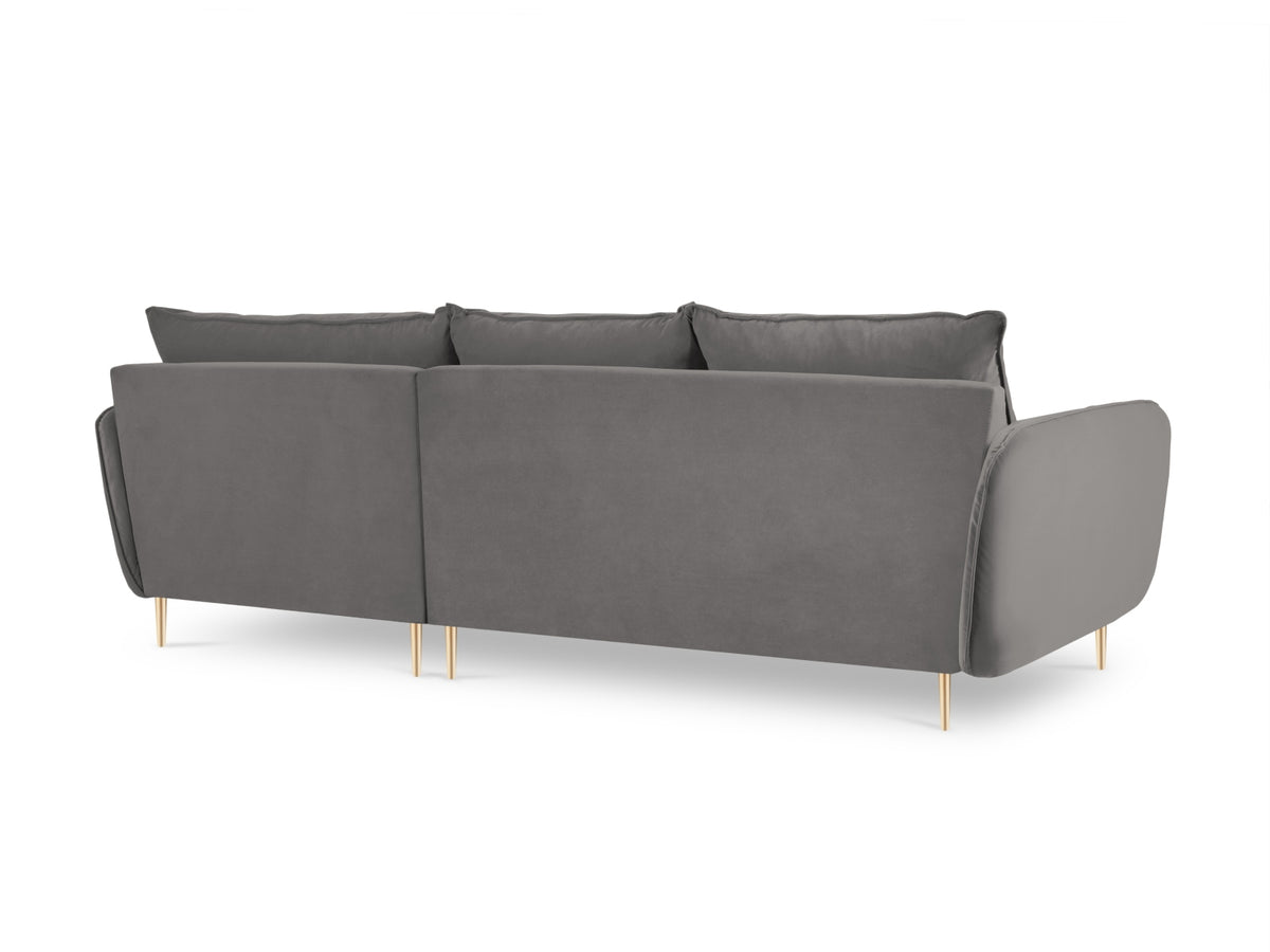 Vienna Velour Ecksofa rechts 5 Sitzer 170cm in Light Grey/Gold-Bluvel präsentiert im Onlineshop von KAQTU Design AG. Ecksofa rechts ist von Cosmopolitan Design