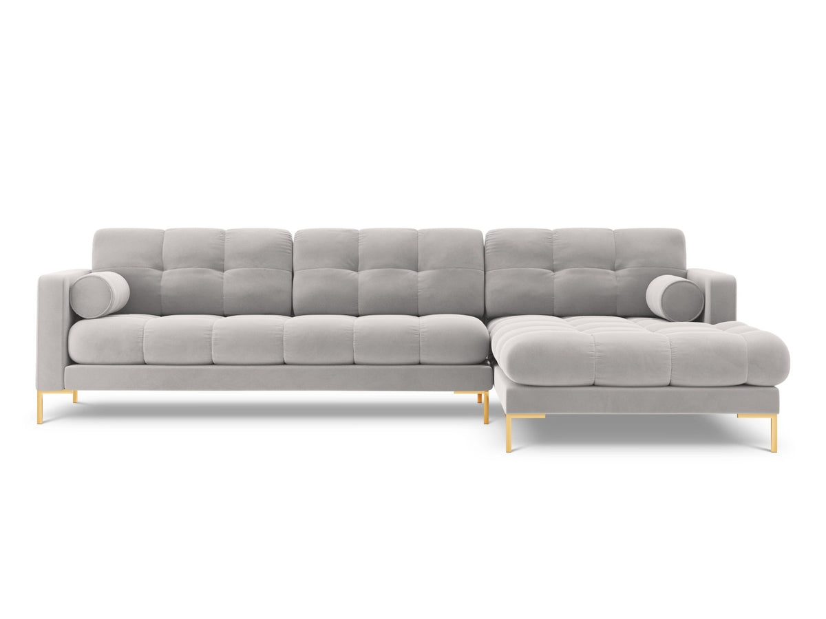 Ecksofa rechts Bali von Cosmopolitan Design mit Récamière, Stoffbezug und Metallbeinen