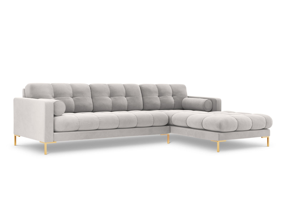 Ecksofa rechts Bali von Cosmopolitan Design mit Récamière, Stoffbezug und Metallbeinen