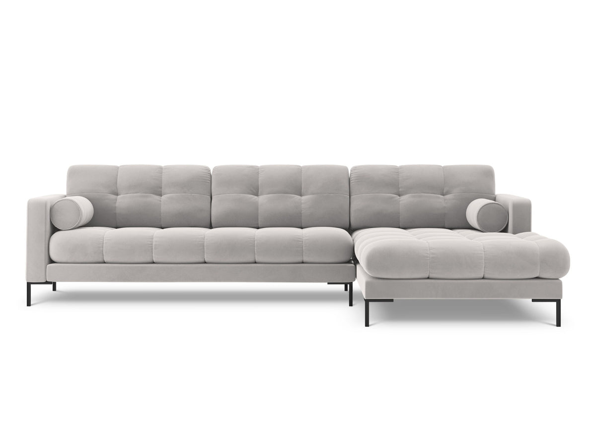 Ecksofa rechts Bali von Cosmopolitan Design mit Récamière, Stoffbezug und Metallbeinen