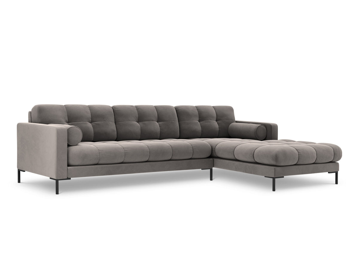 Ecksofa rechts Bali von Cosmopolitan Design mit Récamière, Stoffbezug und Metallbeinen