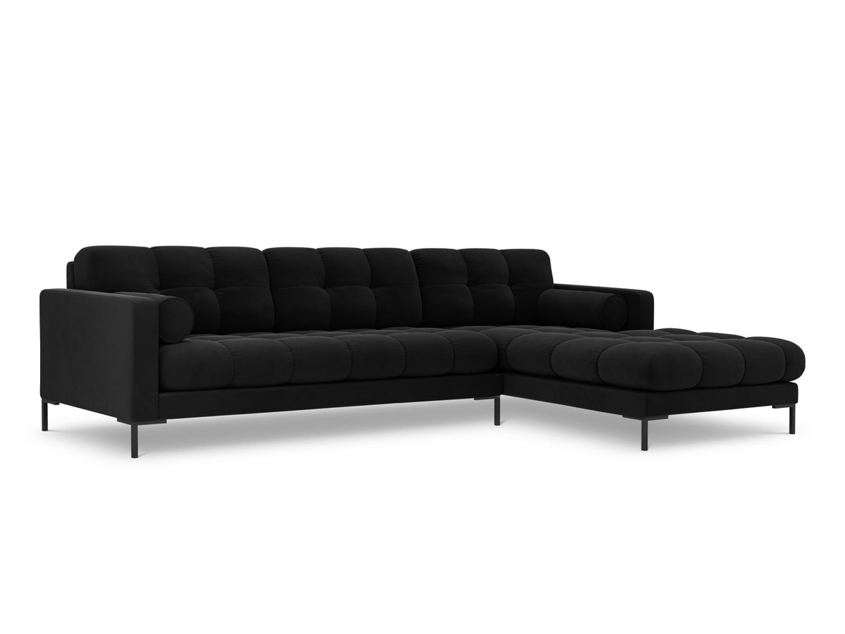 Ecksofa rechts Bali von Cosmopolitan Design mit Récamière, Stoffbezug und Metallbeinen