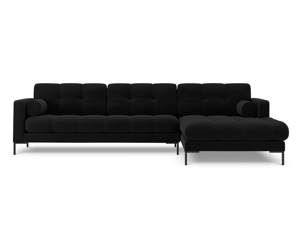 Ecksofa rechts Bali von Cosmopolitan Design mit Récamière, Stoffbezug und Metallbeinen