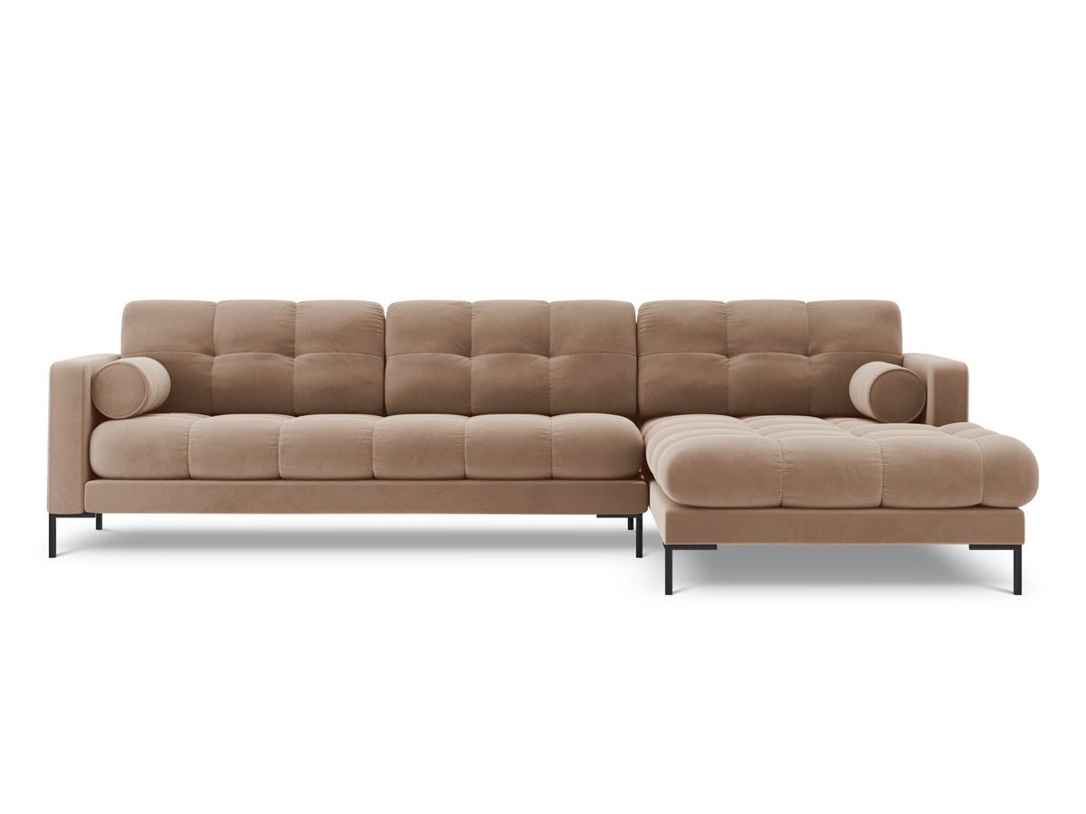 Ecksofa rechts Bali von Cosmopolitan Design mit Récamière, Stoffbezug und Metallbeinen