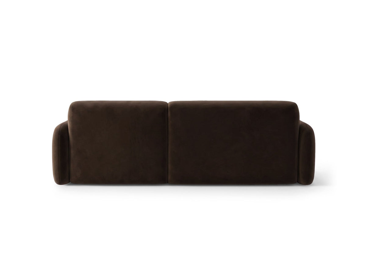 Ecksofa rechts Malmo in Beige mit Bluvel-Bezug, Récamiere rechts und schwarzen Beinen