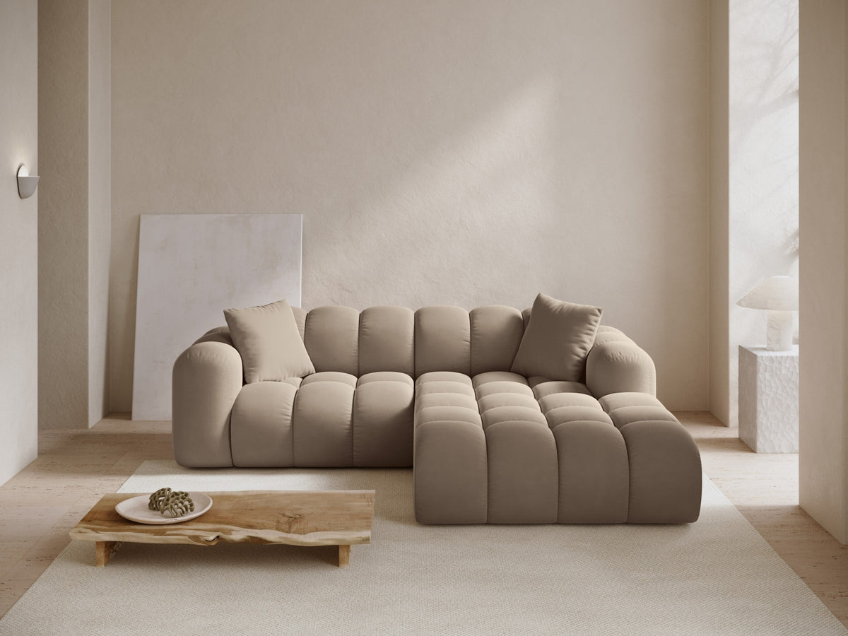 3-Sitzer Ecksofa rechts Treno in Cappuccino-Bluvel präsentiert im Onlineshop von KAQTU Design AG. Ecksofa rechts ist von Cosmopolitan Design