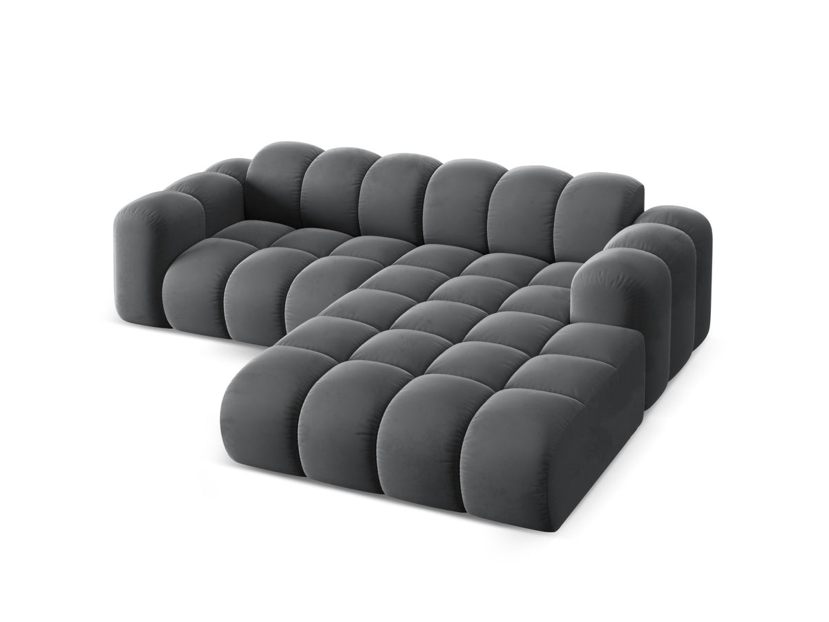 3-Sitzer Ecksofa rechts Treno in Grey-Bluvel präsentiert im Onlineshop von KAQTU Design AG. Ecksofa rechts ist von Cosmopolitan Design