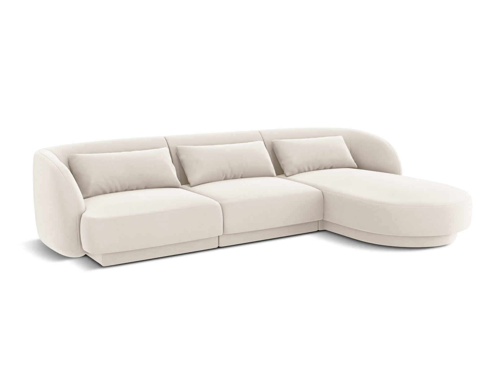 Tulum Velour Ecksofa rechts 4 Sitzer 156cm in Light Beige präsentiert im Onlineshop von KAQTU Design AG. Ecksofa rechts ist von Cosmopolitan Design