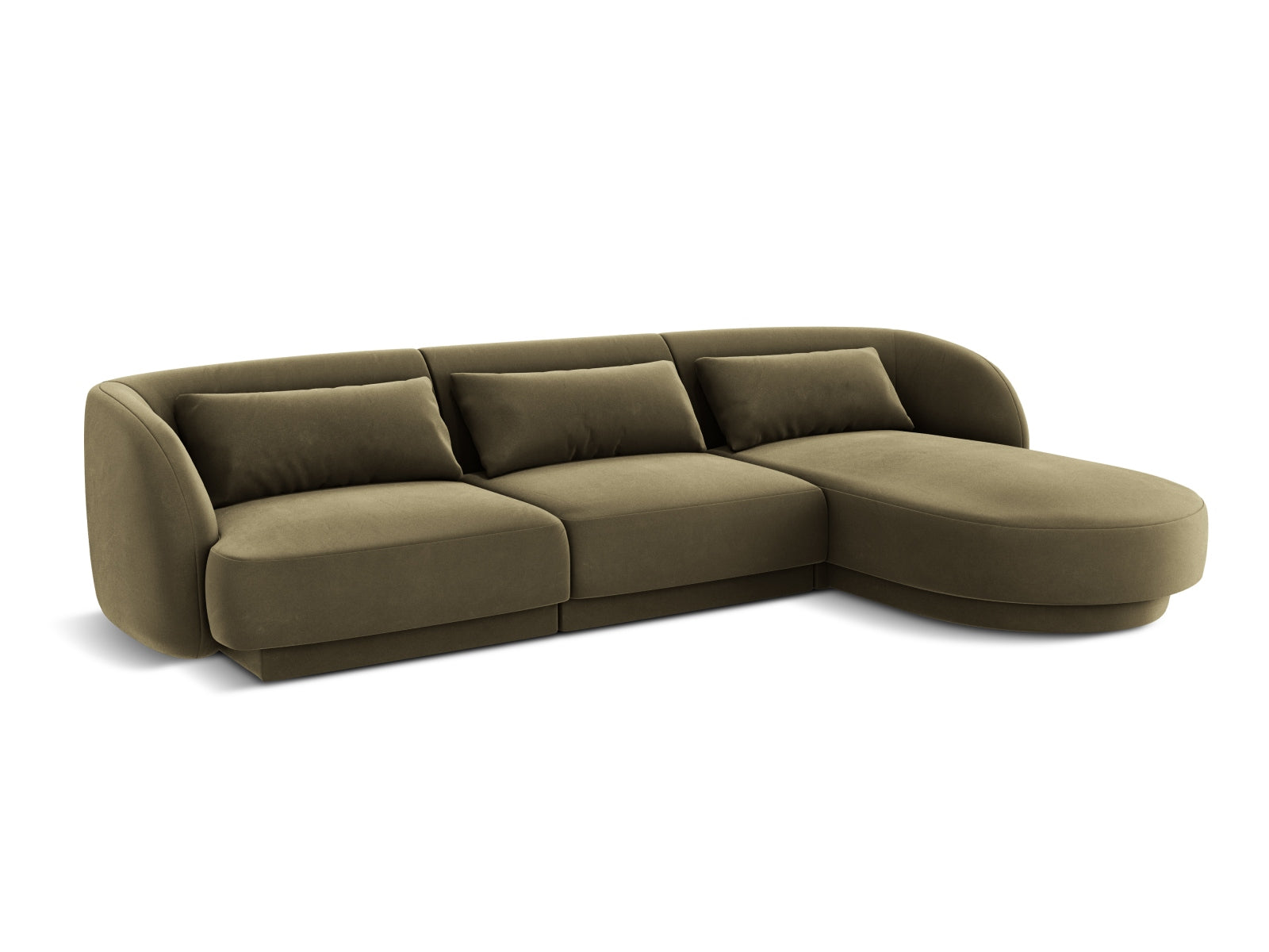 Tulum Velour Ecksofa rechts 4 Sitzer 156cm in Green präsentiert im Onlineshop von KAQTU Design AG. Ecksofa rechts ist von Cosmopolitan Design