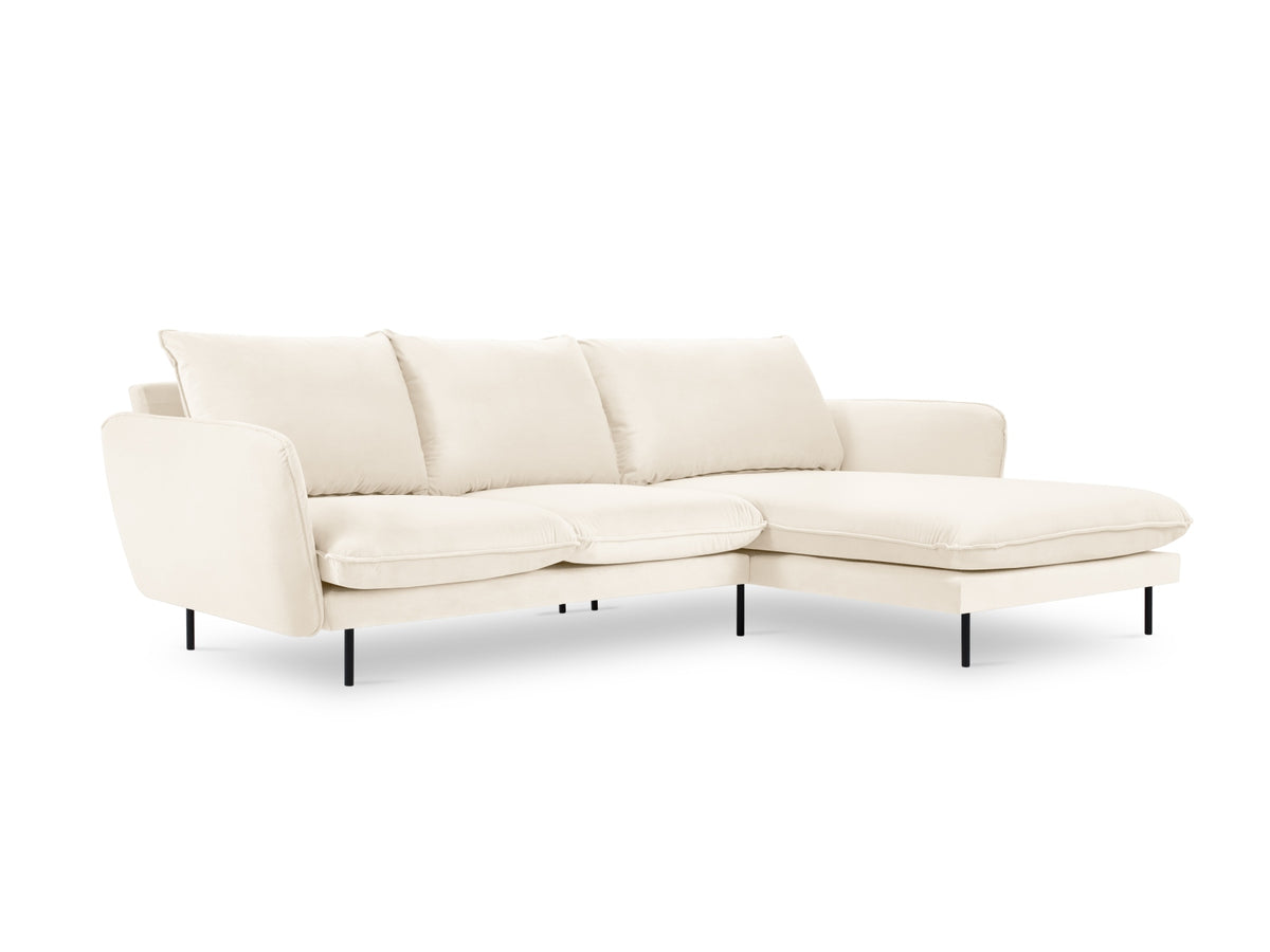 Vienna Velour Ecksofa rechts 5 Sitzer 170cm in Light Beige/Schwarz-Bluvel präsentiert im Onlineshop von KAQTU Design AG. Ecksofa rechts ist von Cosmopolitan Design