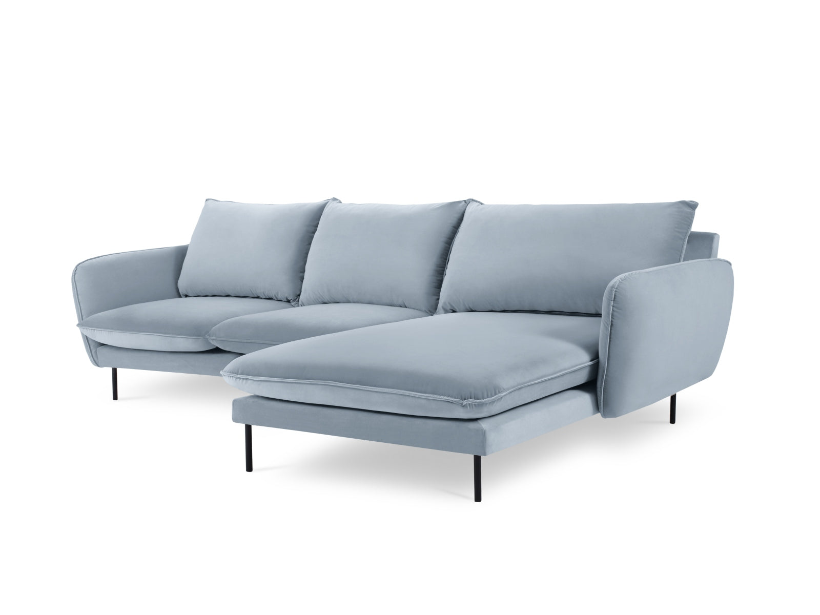 Stilvolles Vienna Velour Ecksofa rechts 5 Sitzer 170cm von Cosmopolitan Design. Luxuriöses Velour, großzügige Sitzfläche und vielseitige Farboptionen für Ihr Wohnzimmer.