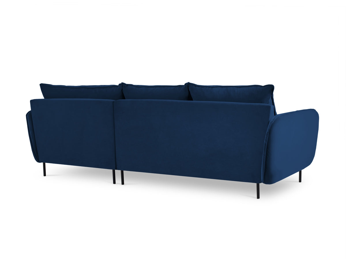 Vienna Velour Ecksofa rechts 5 Sitzer 170cm in Royal Blue/Schwarz-Bluvel präsentiert im Onlineshop von KAQTU Design AG. Ecksofa rechts ist von Cosmopolitan Design
