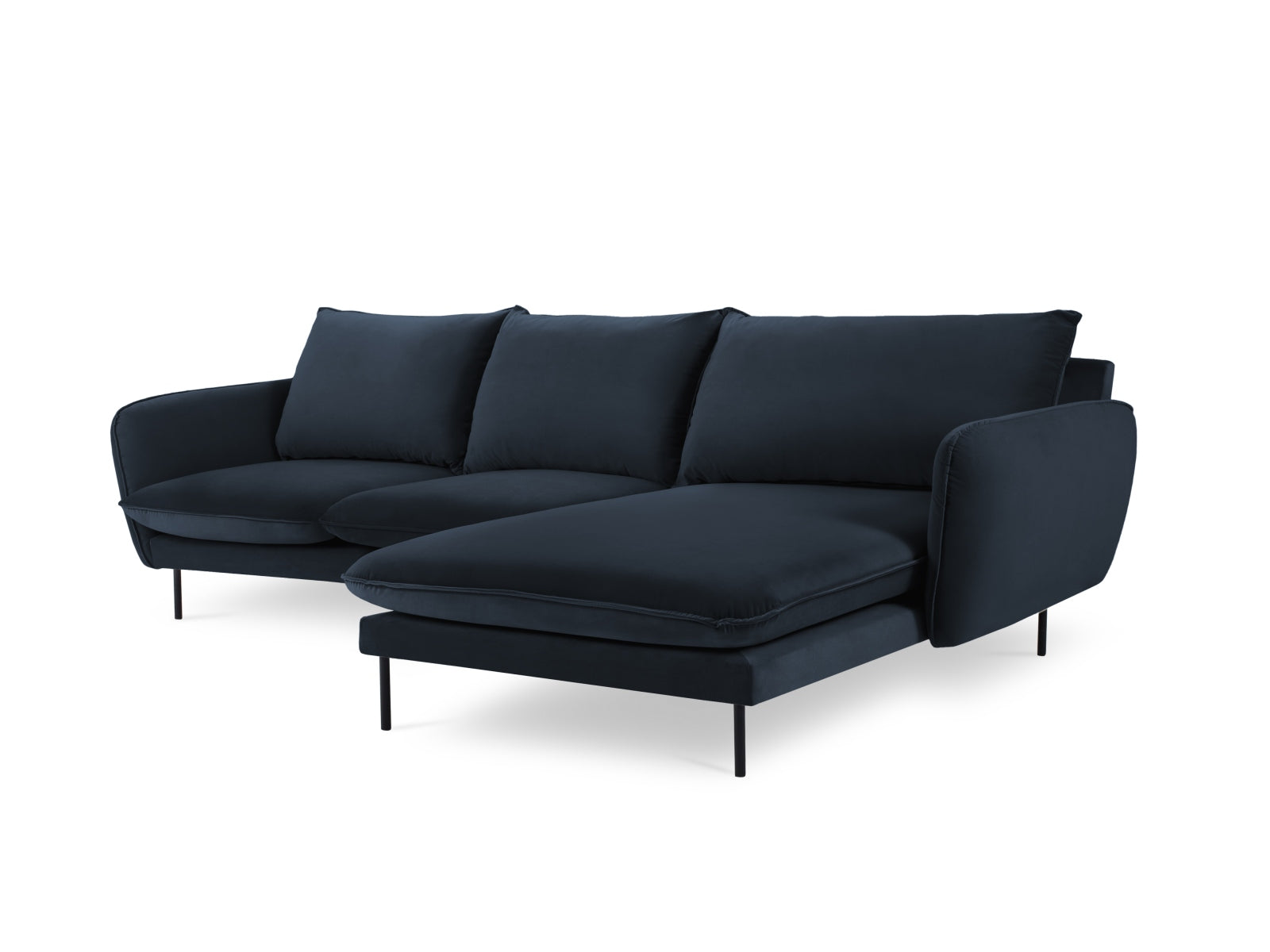 Vienna Velour Ecksofa rechts 5 Sitzer 170cm in Dark Blue/Schwarz-Bluvel präsentiert im Onlineshop von KAQTU Design AG. Ecksofa rechts ist von Cosmopolitan Design