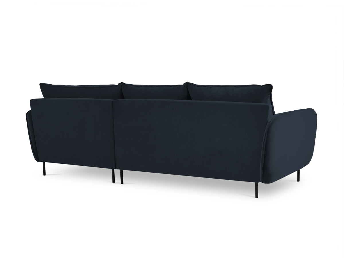 Vienna Velour Ecksofa rechts 5 Sitzer 170cm in Dark Blue/Schwarz-Bluvel präsentiert im Onlineshop von KAQTU Design AG. Ecksofa rechts ist von Cosmopolitan Design