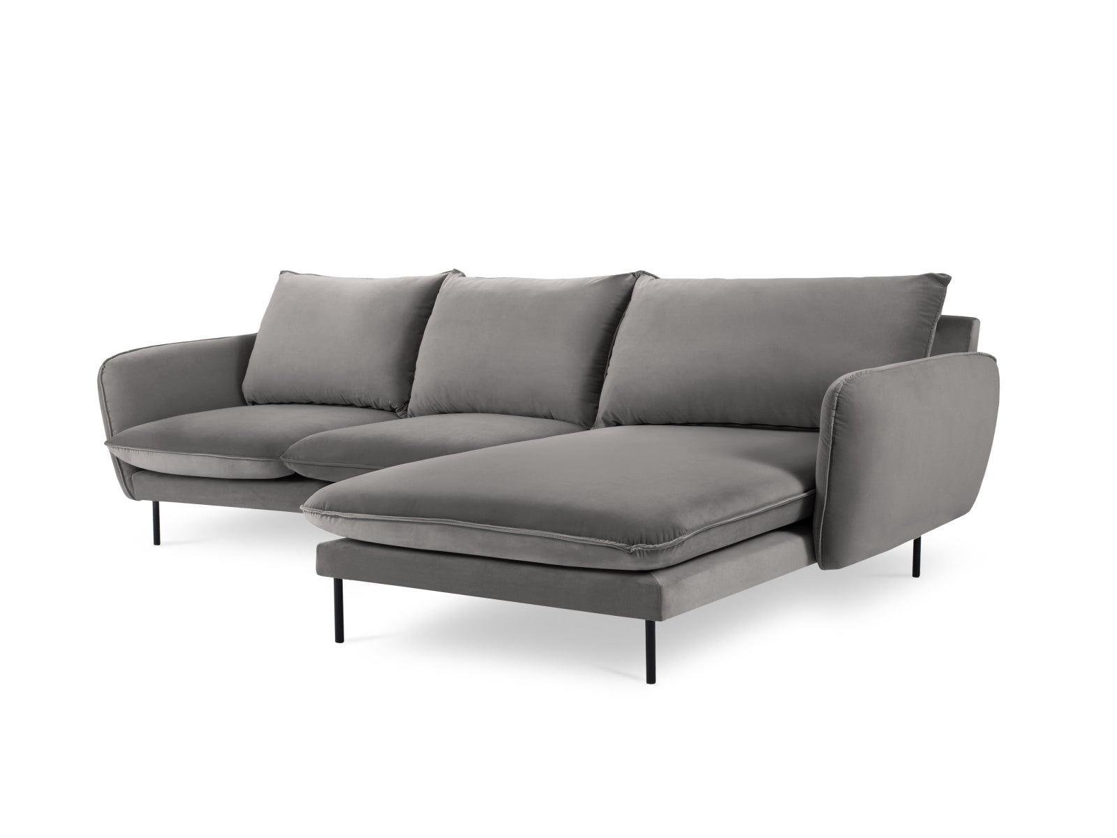 Vienna Velour Ecksofa rechts 5 Sitzer 170cm in Light Grey/Schwarz-Bluvel präsentiert im Onlineshop von KAQTU Design AG. Ecksofa rechts ist von Cosmopolitan Design