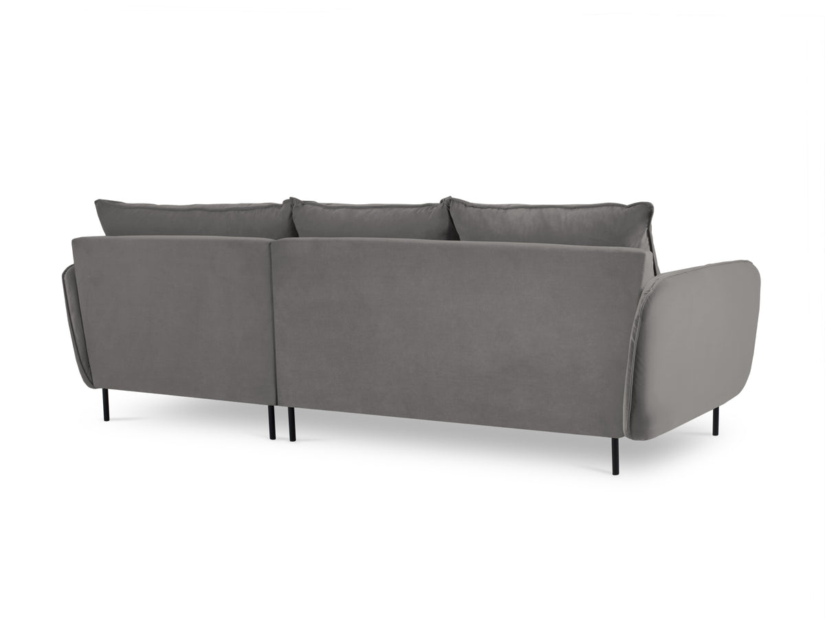 Vienna Velour Ecksofa rechts 5 Sitzer 170cm in Light Grey/Schwarz-Bluvel präsentiert im Onlineshop von KAQTU Design AG. Ecksofa rechts ist von Cosmopolitan Design