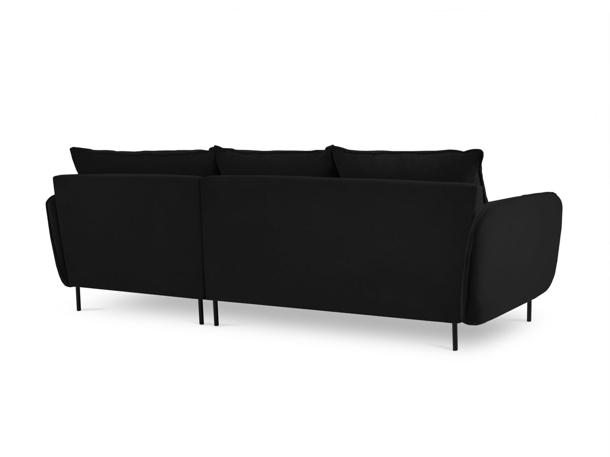 Vienna Velour Ecksofa rechts 5 Sitzer 170cm in Black/Schwarz-Bluvel präsentiert im Onlineshop von KAQTU Design AG. Ecksofa rechts ist von Cosmopolitan Design