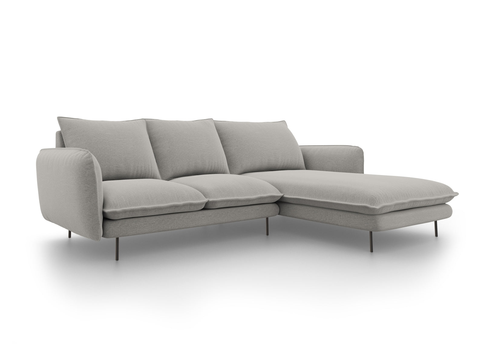 Vienna Ecksofa rechts 5 Sitzer 170cm in Light Grey/Schwarz-Asgard/ Positano präsentiert im Onlineshop von KAQTU Design AG. L-Sofa rechts ist von Cosmopolitan Design