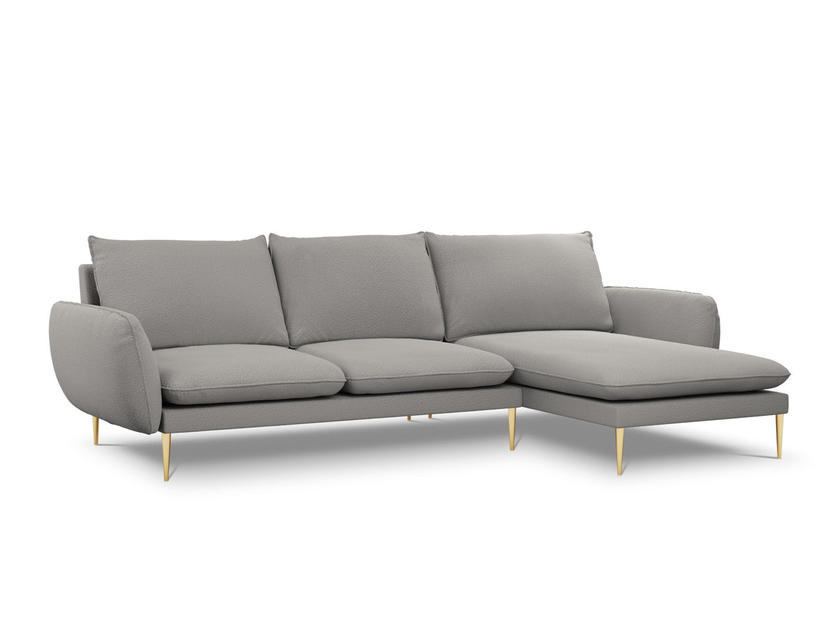 Vienna Boucle Ecksofa rechts 5 Sitzer 170cm in Grey/Gold-Ascot präsentiert im Onlineshop von KAQTU Design AG. L-Sofa rechts ist von Cosmopolitan Design