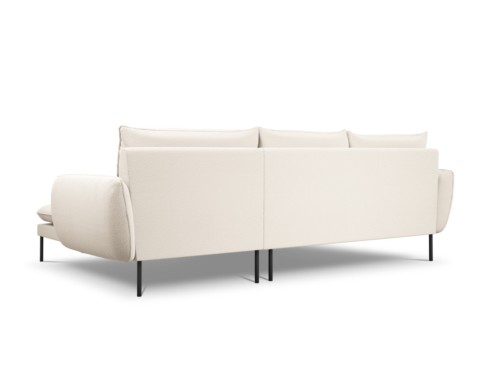 Modernes L-Sofa in Beige und Schwarz, 5-Sitzer mit rechter Ecke, perfekt für gemütliche und stilvolle Wohnlandschaften.