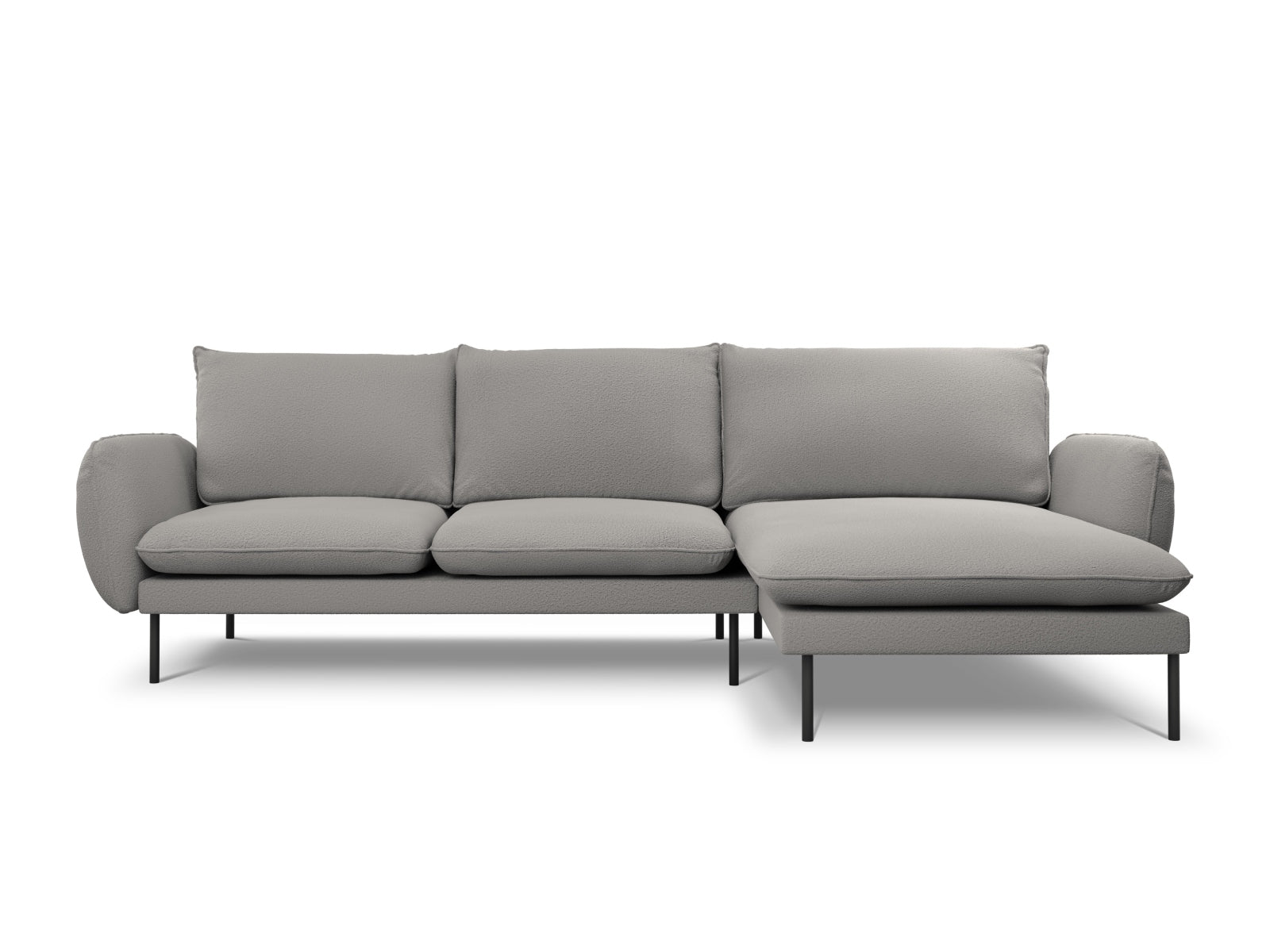 Modernes Ecksofa Vienna Boucle in Grau/Schwarz, 5-Sitzer, 170 cm, perfekt für gemütliche und stilvolle Wohnambiente von Cosmopolitan Design.