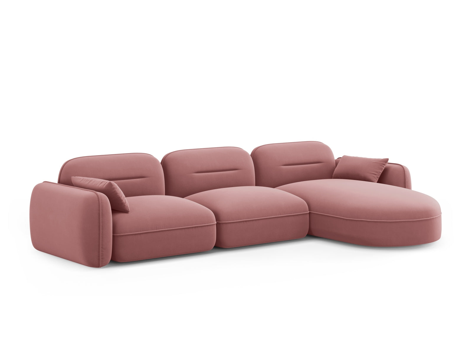 Sydney Velour Modular Ecksofa rechts 4 Sitzer in Flamingo präsentiert im Onlineshop von KAQTU Design AG. Ecksofa rechts ist von Cosmopolitan Design