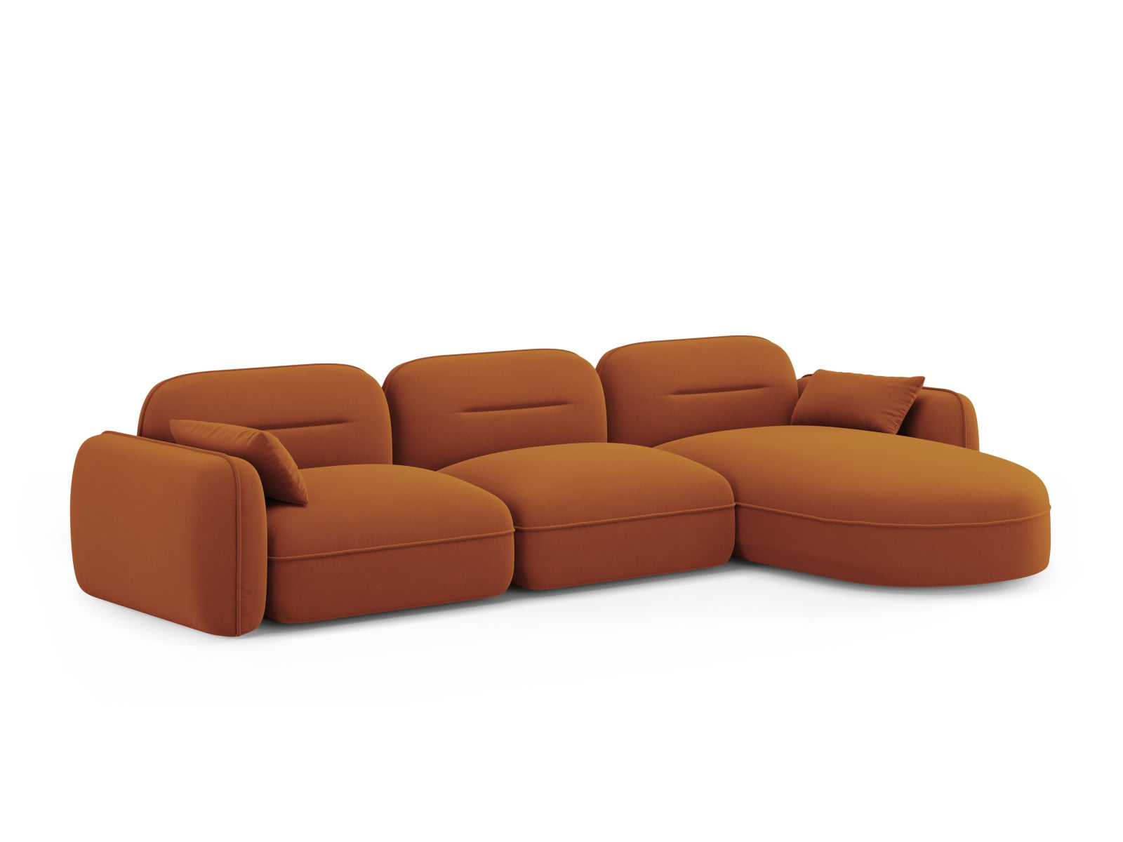 Sydney Velour Modular Ecksofa rechts 4 Sitzer in Terracotta präsentiert im Onlineshop von KAQTU Design AG. Ecksofa rechts ist von Cosmopolitan Design