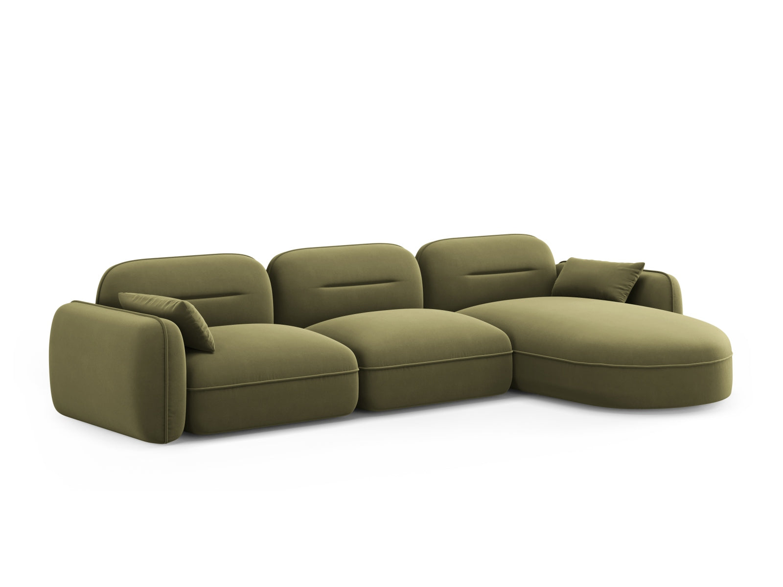 Sydney Velour Modular Ecksofa rechts 4 Sitzer in Light Green präsentiert im Onlineshop von KAQTU Design AG. Ecksofa rechts ist von Cosmopolitan Design